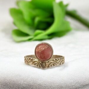 Rhodochrosite Sterling Silver Ring 925 Size 8.5